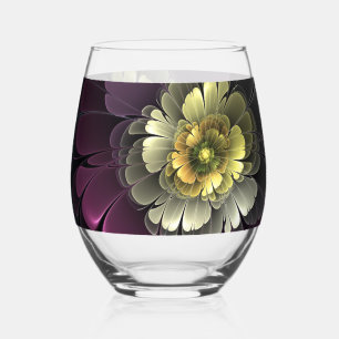 Verre À Vin Sans Pied Abstrait Purpur moderne Khaki Gris Fleur fractale 