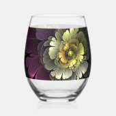 Verre À Vin Sans Pied Abstrait Purpur moderne Khaki Gris Fleur fractale (Verso)