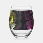 Verre À Vin Sans Pied Abstrait Purpur moderne Khaki Gris Fleur fractale (Gauche)