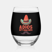 Verre À Vin Sans Pied Adios Bitchachos Sombrero Retro Cinco De Mayo (Recto)