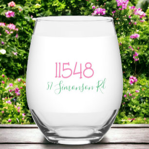 Verre À Vin Sans Pied Adresse de rue personnalisée avec le code postal d