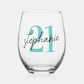 Verre À Vin Sans Pied Âge et nom Anniversaire (Recto)