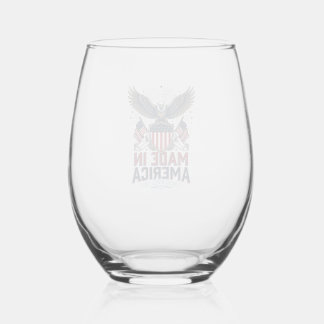 Verre À Vin Sans Pied Aigle Patriotique Fabriqué en Amérique Chemise 4 J