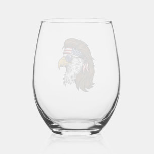 Verre À Vin Sans Pied Aigle Patriotique Mulle Coupe Vintage Gravure Vect