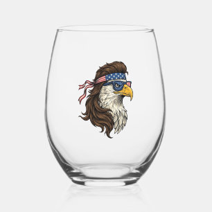 Verre À Vin Sans Pied Aigle patriotique Mullet Gravure vintage vecteur D