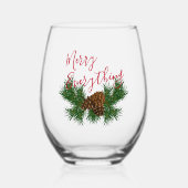 Verre À Vin Sans Pied Aiguilles de pin de saison Joyeux tout (Recto)