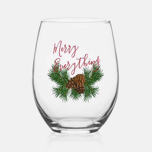 Verre À Vin Sans Pied Aiguilles de pin de saison Joyeux tout (Recto)