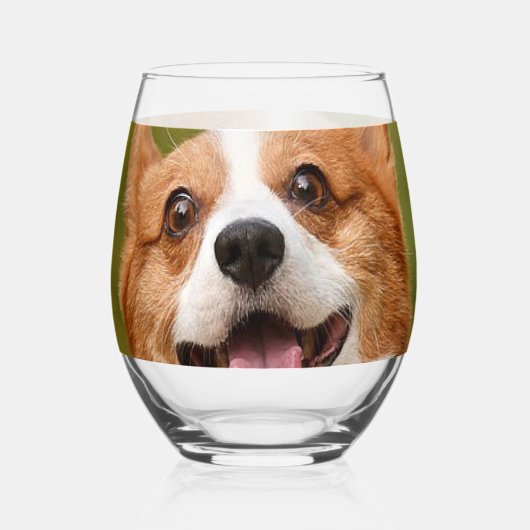 Verre À Vin Sans Pied Ajouter photo de chien personnalisé Customisé (Verso)
