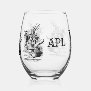 Verre À Vin Sans Pied Alice au pays des merveilles vintage Lapin Blanc e