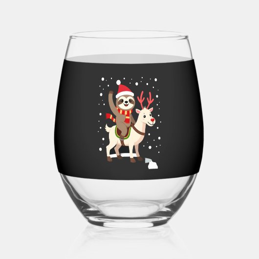 Verre À Vin Sans Pied Alpaca Sloth Christmas (1) (Recto)