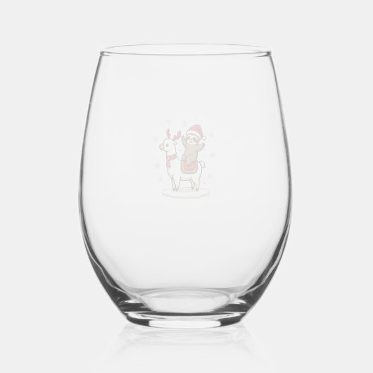 Verre À Vin Sans Pied Alpaca Sloth Christmas (3) (Verso)