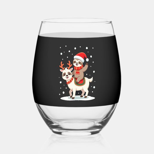 Verre À Vin Sans Pied Alpaca Sloth Christmas (4) (Recto)