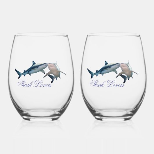 Verre À Vin Sans Pied Amateurs de requins mignons (Recto)