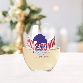 Verre À Vin Sans Pied Amérique 250e-Esprit de liberté-Texte modifiable