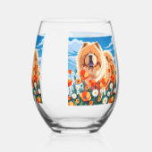 Verre À Vin Sans Pied AMONG THE POPPIES Chow (Verso)