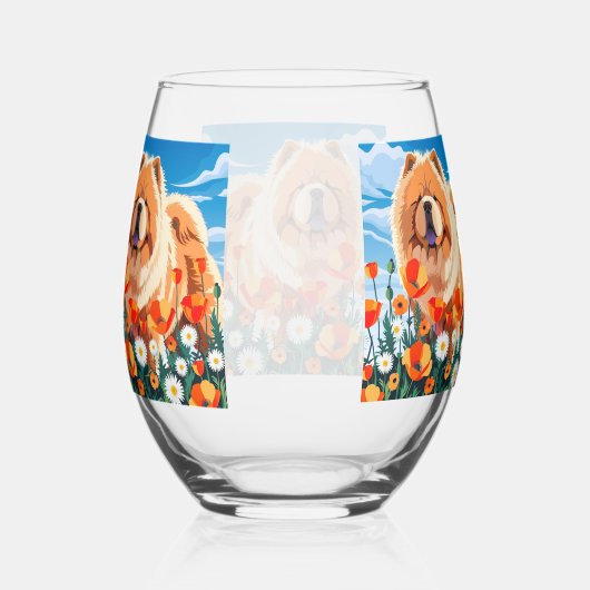 Verre À Vin Sans Pied AMONG THE POPPIES Chow (Droite)