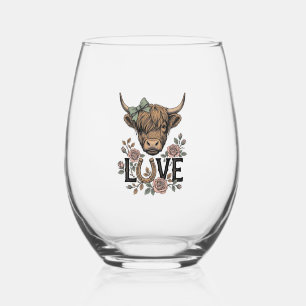 Verre À Vin Sans Pied Amour de vache des Highlands Fleur vintage fer à c