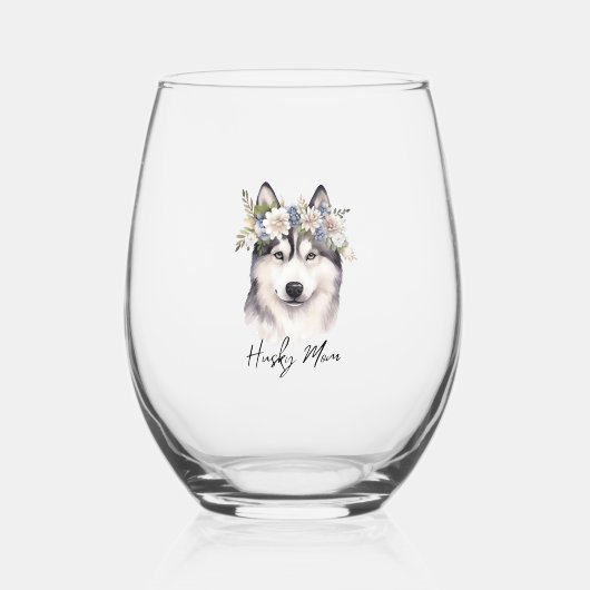 Verre À Vin Sans Pied Amoureux des chiens sibérien Husky (Recto)