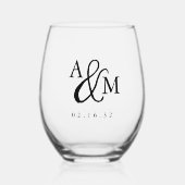 Verre À Vin Sans Pied Ampersand Monogramme mariage Faveur (Recto)