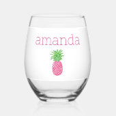 Verre À Vin Sans Pied Ananas Rose Prépa Personnalisé (Recto)