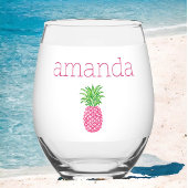 Verre À Vin Sans Pied Ananas Rose Prépa Personnalisé