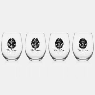 Verre À Vin Sans Pied Ancre de bateau avec nom