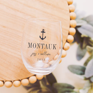 Verre À Vin Sans Pied Ancre nautique Destination Mariage Faveur