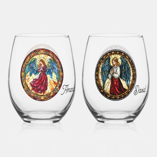 Verre À Vin Sans Pied Anges de Noël (Recto)