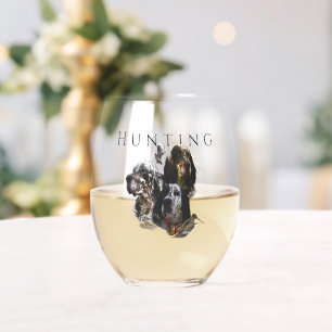 Verre À Vin Sans Pied Anglais Setter, chasse à la bécasse