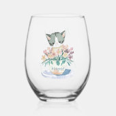 Verre À Vin Sans Pied Anniversaire 80 ans | Kitten Assis Dans Un Pot De (Recto)