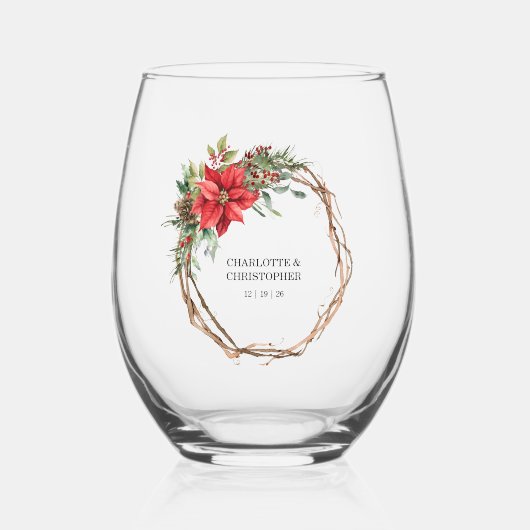 Verre À Vin Sans Pied Aquarelle d'hiver de Noël (Recto)
