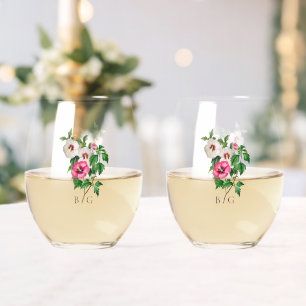 Verre À Vin Sans Pied Aquarelle Hibiscus tropical Mariage d'été Favorise