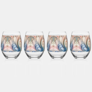 Verre À Vin Sans Pied Aquarelle Imaginaire Floral Romantique Motif