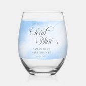 Verre À Vin Sans Pied Aquarelle moderne Blue Cloud Neuf Baby shower (Recto)