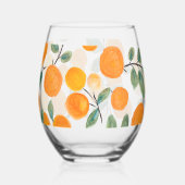 Verre À Vin Sans Pied Aquarelle Orange Citrus Monogramme Mariage (Verso)