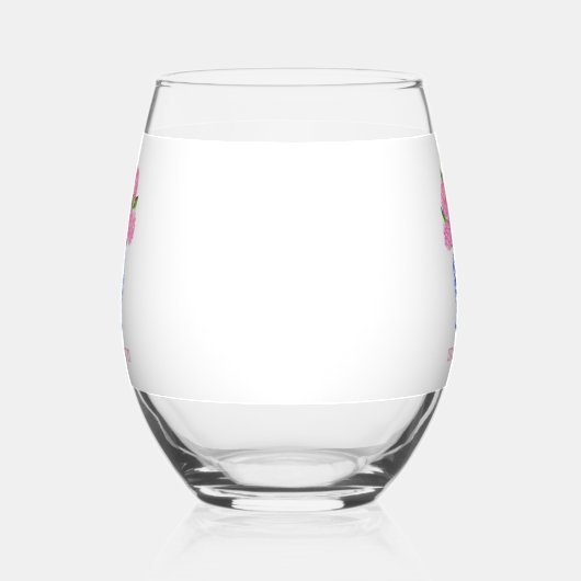 Verre À Vin Sans Pied Aquarelle rose Hydrangeas Chinoiserie Personnalisé (Gauche)