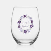 Verre À Vin Sans Pied Aquarelle violette et argentée Courbe florale (Recto)