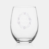 Verre À Vin Sans Pied Aquarelle violette et argentée Courbe florale (Verso)