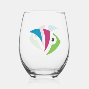 Verre À Vin Sans Pied aquarium coloré dessin d'illustration poisson
