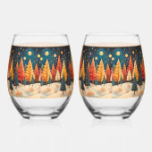 Verre À Vin Sans Pied Arbres Abstraits orange rouge jaune vert (Droite)