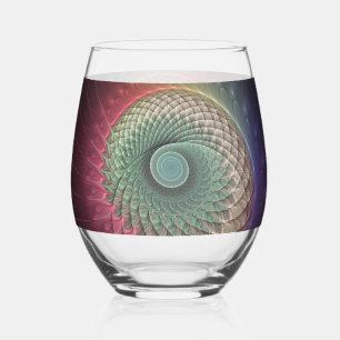 Verre À Vin Sans Pied Art abstrait d'escargot moderne coloré fractal
