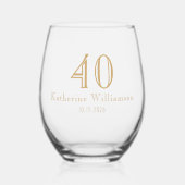 Verre À Vin Sans Pied Art Deco Birthday Gold Roaring 20's (Recto)