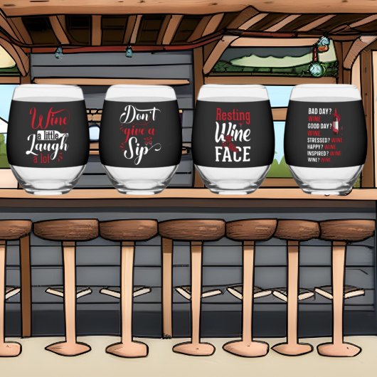 Verre À Vin Sans Pied Art du mot vin amusant