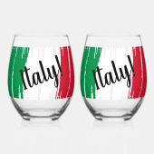 Verre À Vin Sans Pied Artistic Brushstroke Italy Flag (Recto)