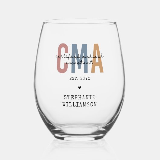 Verre À Vin Sans Pied Assistant Médicale certifié CMA personnalisé (Recto)