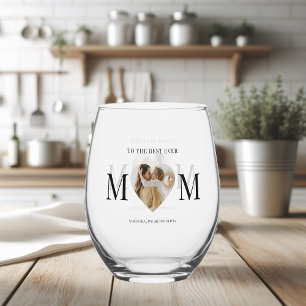 Verre À Vin Sans Pied Au coeur photo de la meilleure maman