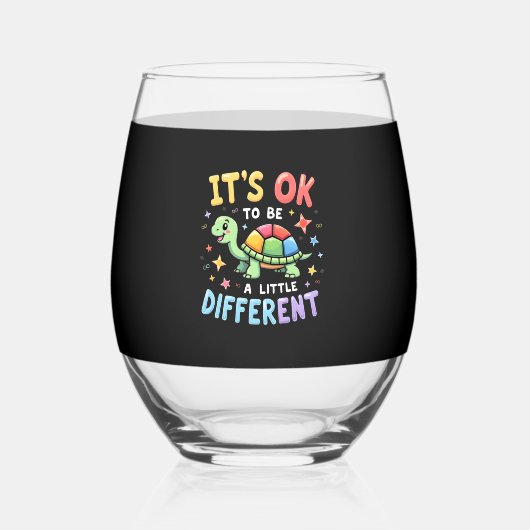 Verre À Vin Sans Pied Autism Awareness It's Ok To Be A Little Different (Recto)