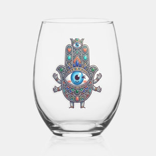 Verre À Vin Sans Pied Autocollant Hamsa Mignon Marocain Amazigh Kawaii M