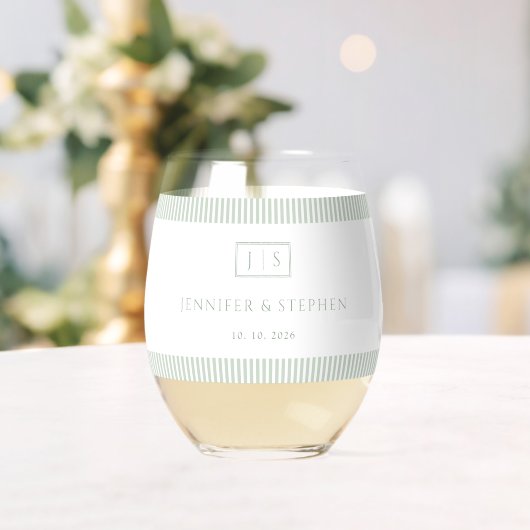 Verre à vin sans pied avec initiales classiques et (Insitu (Mariage))