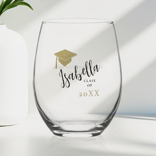Verre À Vin Sans Pied Bac de diplôme d'or Calligraphie Cadeau personnali